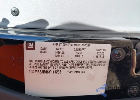 2006 Pontiac Solstice z USA, uszkodzony, nr VIN 1G2MB33B06Y111236